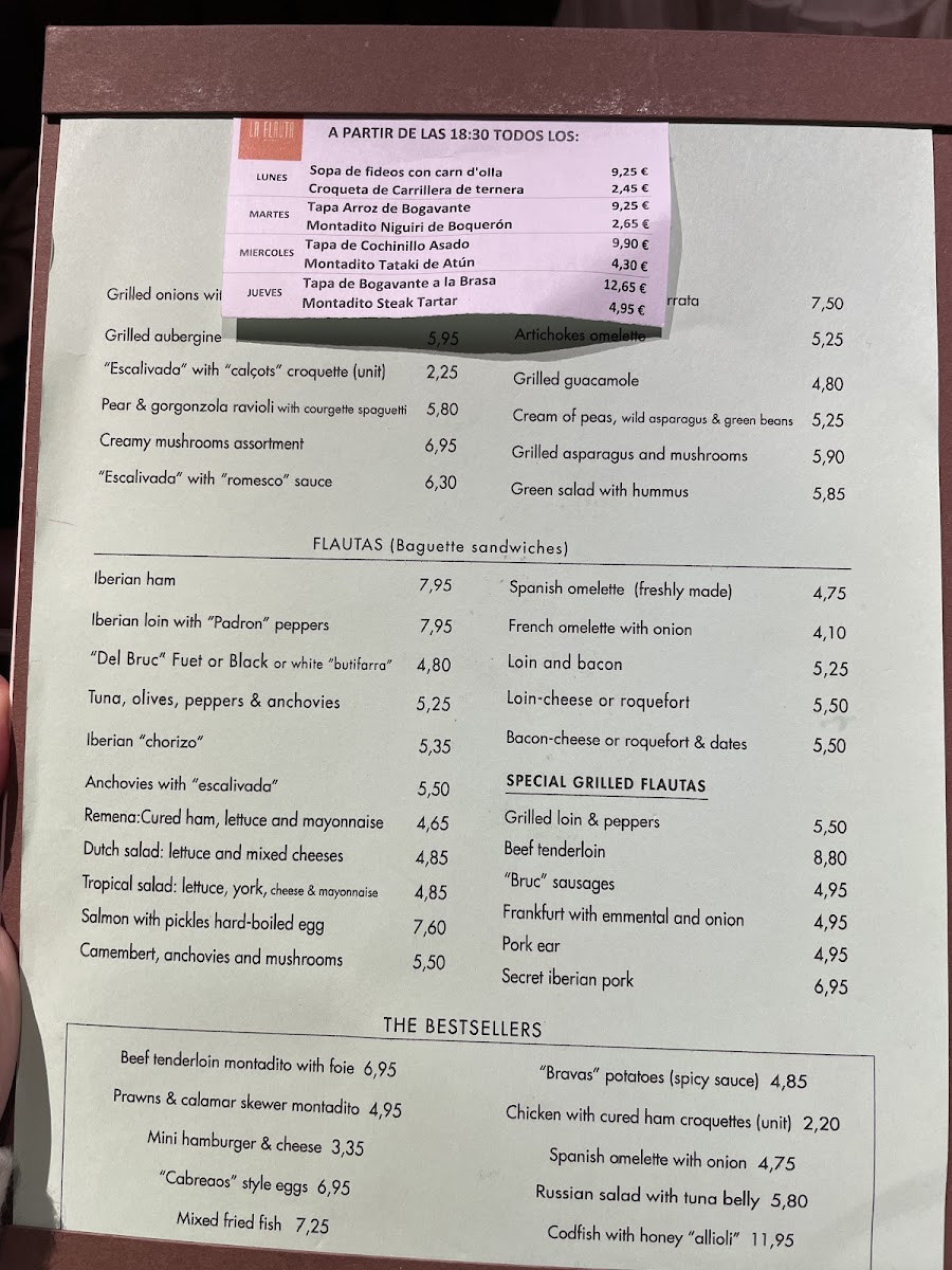 Menu La Flauta | Rambla De Catalunya-10